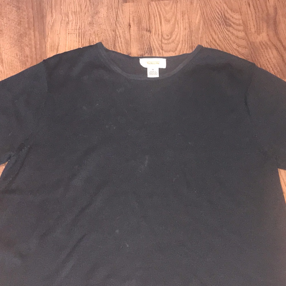 Classic Black Short-Sleeve Knit Top by Talbots size medium